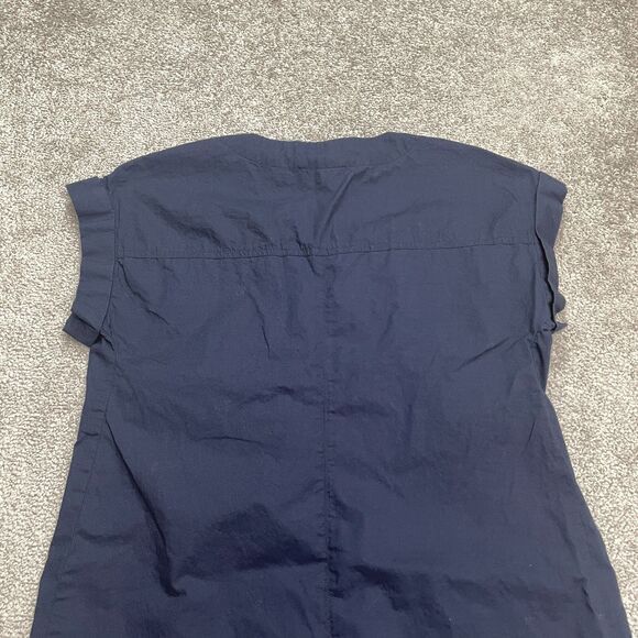 J.Crew Lace Up Shift Dress Womens Petite Small Navy Blue Cotton Casual Classic - Picture 11 of 13